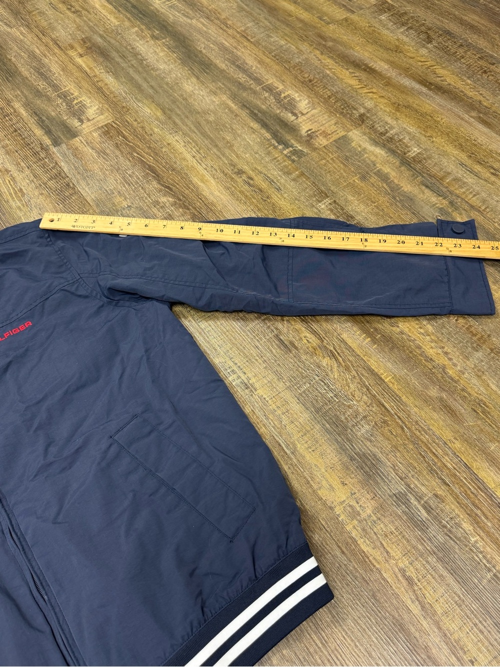 Tommy Hilfiger Men’s Vtg Navy Hooded Regatta Yacht Jacket with Stripe Trim M - Picture 12 of 16